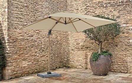 Bramblecrest Chichester Wood Effect Square Cantilever Parasol with Granite Base - Sand - Cover included-SPPS8W 1