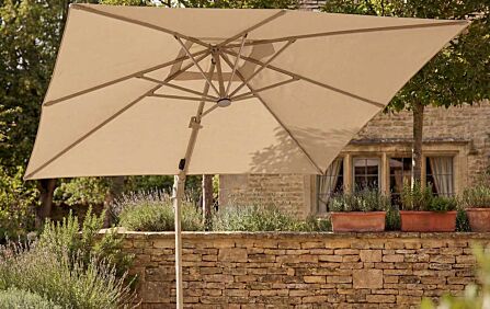 Bramblecrest Truro 3m Square LED Mocha Cantilever Parasol - with Granite Base and FREE Cover-X26SPT03 1