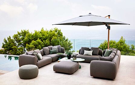 Cane-Line Side Arm Hyde Luxe 3m x 3m Square Grey Parasol With Wood Frame And Base-HYDE PARASOL BASE 1