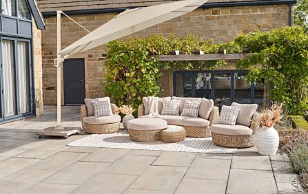 Platinum Challenger T2 2.6 x 3.5 Champagne/Sandstone Parasol With Venezia 90kg Base And 30kg Add On Weight-18-308-CH-SA-18-198-18-200 1