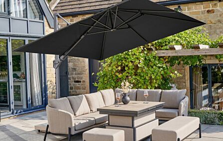 Platinum Challenger Faded Black T2 3mt Square Free Arm Parasol With 90 Kg Wheeled Base-18-193 FB & 18-125 1