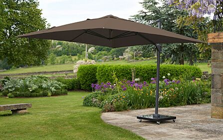 Pacific Lifstyle Challenger T2 3.5m x 2.6m Premium Havana Taupe Free Arm Parasol & 90kg Wheeled Base-18-194-HV/18-125 1