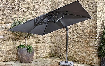 Bramblecrest Chichester 3M Square Grey Parasol - Includes Granite Base and Grey Cover -SPPG8 1-Grey 1