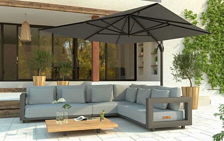 4 Seasons Outdoor Hacienda 300 x 400 cm Grey Parasol - Includes 125kg Siesta Granite Grey Base with Wheels-08569 1