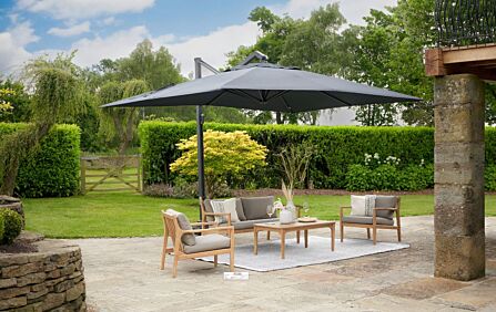 Platinum Icon T1 4 X 3 Rectangular Faded Black Parasol & 150 kg Wheeled Base-18-140-FB & 18-142 1