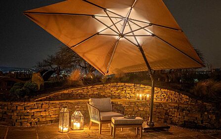 Platinum 3m Glow Cantilever Tilting Parasol in Taupe - Includes Granite Base-18-111-TA-1 1