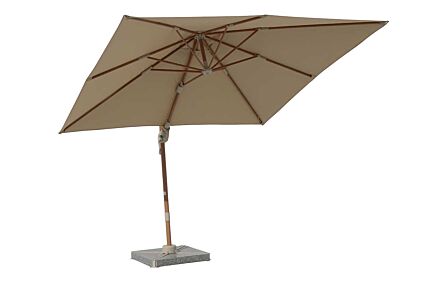 Bramblecrest Lichfield 2.7m Square Wood Effect Sand Cantilever Parasol - with Granite Base & Protective Cover-SPPS15W2 1