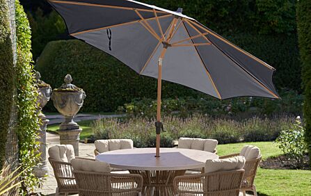 Platinum Riva Teak 3m Round Centre Pole Parasol - Anthracite-18-192-GY 1
