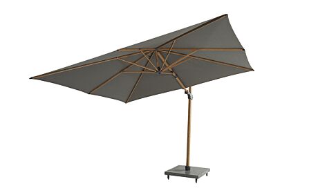 4 Seasons Outdoor Siesta Premium 3m Wood Effect Grey Parasol with 125kg Wheeled Base -08670-1 1