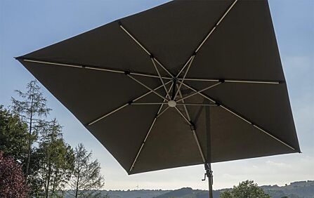 Bramblecrest Truro 3M Square LED Grey Parasol - includes Granite Base & Free Cover-X18PG30Q03 1