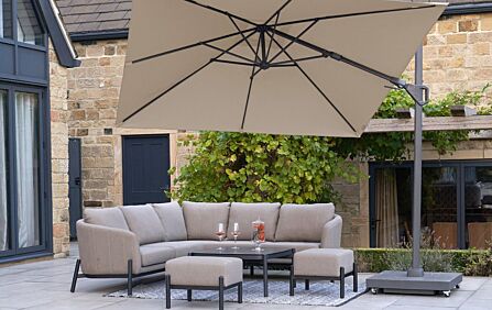 Platinum Voyager T2 Square 2.7m Champagne Free Arm Parasol & 90kg Wheeled Granite Base-18-301-CH &18-125 1