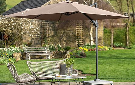 Platinum Voyager T2 2.7mt Free Arm Parasol Taupe With 90kg Wheeled Base-18-301-TA & 18-125 1