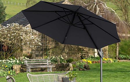 Platinum Voyager T1 3m Round Anthracite Parasol - Includes 90kg Granite Base-18-303-GY 1