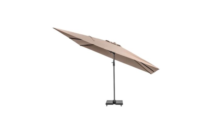 Platinum Challenger T2 3.5 x 2.6m Taupe Rectangular Free Arm Parasol With 90kg Wheeled Base-18-304-TA & 18-125