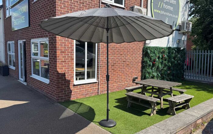 4 Seasons Outdoor Shanghai 3m Round Parasol and 15kg Base - Charcoal-8490/CBBL1