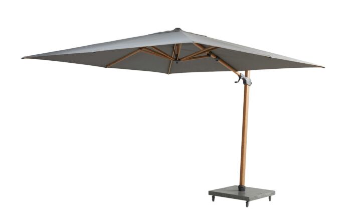 4 Seasons Outdoor Siesta Premium 3m Wood Effect Grey Parasol with 125kg Wheeled Base -08670-1