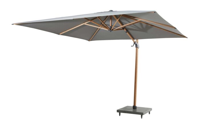 4 Seasons Outdoor Siesta Premium 3m Wood Effect Grey Parasol with 125kg Wheeled Base -08670-1