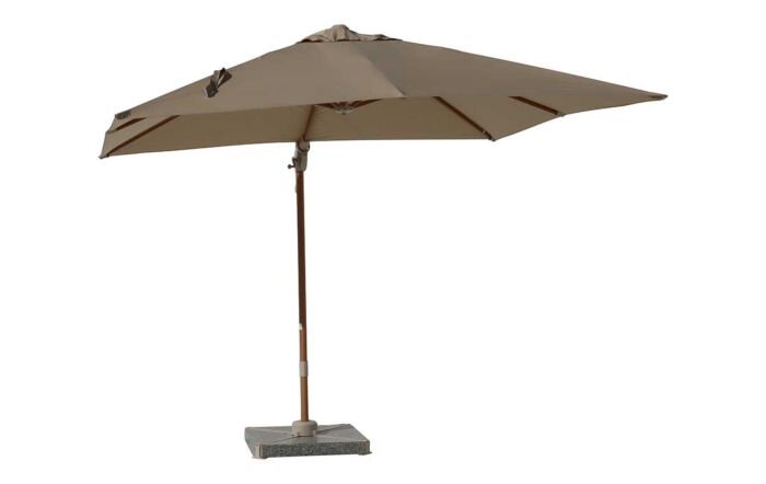 Bramblecrest Lichfield 2.7m Square Wood Effect Sand Cantilever Parasol - with Granite Base & Protective Cover-SPPS15W2