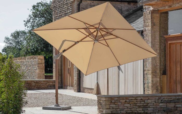 Bramblecrest Truro Wood Effect 3M Square LED Parasol, Granite Base and cover - Sand-SPPSL14W 1