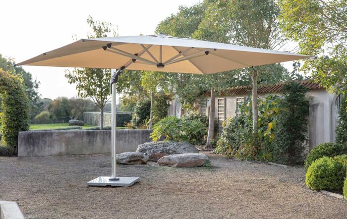 Bramblecrest Worcester 4m x 3m Rectangle Cantilever LED Parasol with Cover - Sand-SPSLP15 1