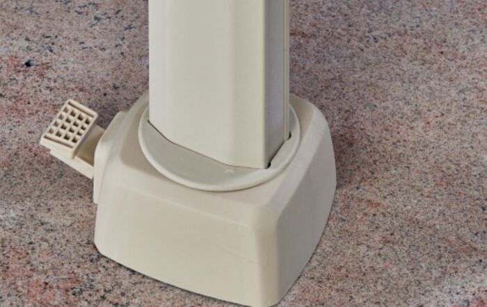 Platinum Challenger T2 3.5 x 2.6 Sandstone/Champagne Free Arm Parasol With 90kg Wheeled Base-18-304-SA-CH/18-125