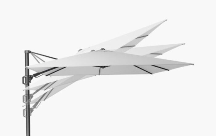 Platinum Challenger T2 Manhattan Grey 3.5 X 2.6 Free Arm Parasol & 90kg Wheeled Base-18-194-MH & 18-125