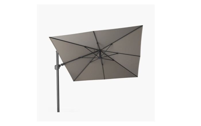 Platinum Challenger Manhattan Grey T2 3m Square Free Arm Parasol With 90kg Wheeled Base-18-193-MH & 18-125