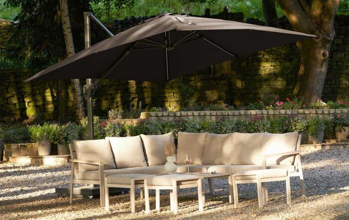 Platinum Glow Challenger Square T2 3m Havana Taupe Premium Free Arm Parasol-18-190-HV 1