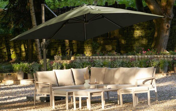 Platinum Glow Challenger T2 Square 3m Premium Lush Green Free Arm Parasol-18-190-LU 1