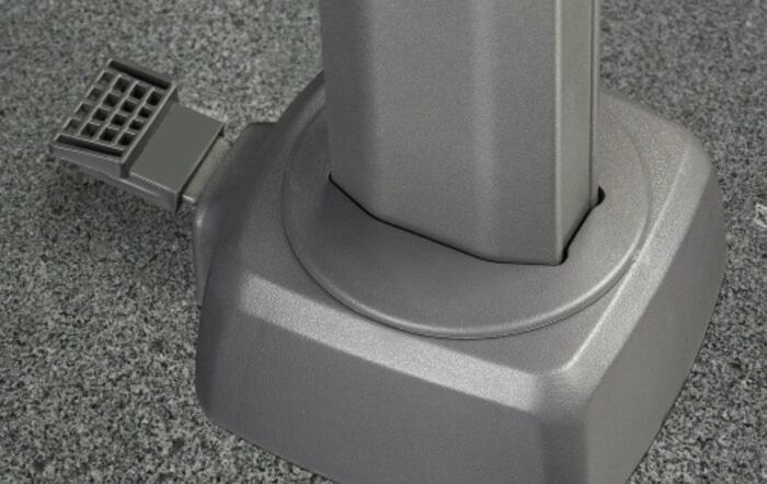 Platinum Challenger Manhattan Grey T2 3m Square Free Arm Parasol With 90kg Wheeled Base-18-193-MH & 18-125