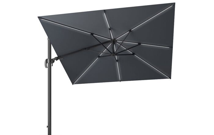 Platinum 3m Glow Cantilever Tilting Parasol in Grey - Includes Granite Base