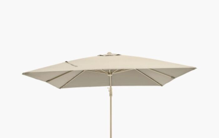 Platinum Glow Challenger T2 3m Square Sandstone-Champagne Free Arm Parasol And Ceramica Sand Filled 90KG Wheeled Base-18-111-SA-CH-18-299