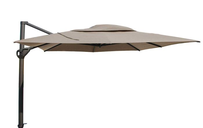4 Seasons Outdoor Hacienda 300 x 400 cm Parasol with 125kg Siesta Granite Grey Base with Wheels - Taupe-08570