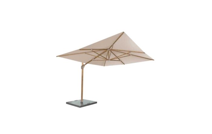Four Seasons Outdoor Hacienda 300 x 400 cm Wood Look Parasol with 125kg Siesta Granite Base - Sand