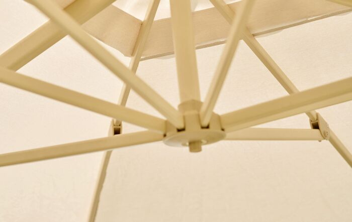 Platinum Challenger T2 3.5 x 2.6 Sandstone/Champagne Free Arm Parasol With 90kg Wheeled Base-18-304-SA-CH/18-125