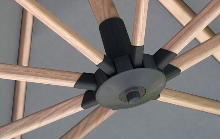 Platinum Challenger Teak T2 Manhattan Grey 3mt Square Free Arm Parasol & 90kg Wheeled Base-18-191-MH & 18-125