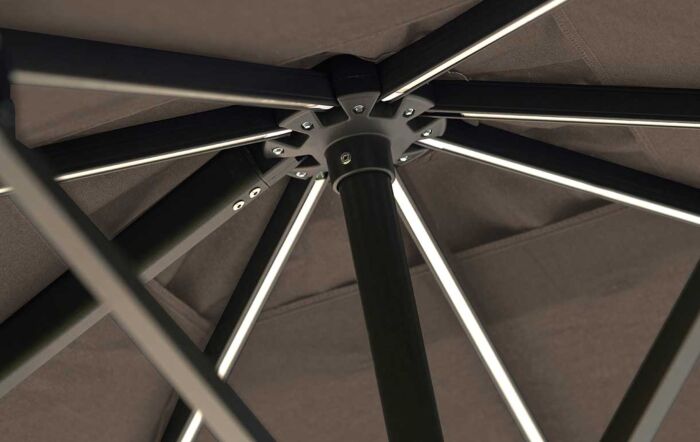 Platinum Glow Challenger T2 3mt Square Havana Taupe Free Arm Parasol With 90kg Wheeled Base-18-190-HV & 18-125