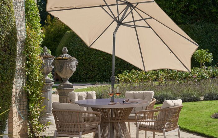 Platinum Riva 2.5 Champagne Round Parasol with 25kg Parasol Base