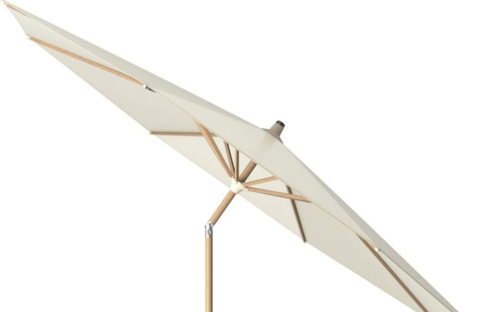 Platinum Riva 3mt Teak Champagne Parasol With 40kg Wheeled Base-18-192-CH-18-123