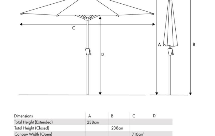 Platinum Riva Manhattan 3mt Premium Parasol And 40kg Wheeled Base-18-186-MH & 18-123