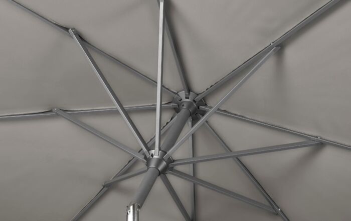 Platinum Riva 3mt Manhattan Grey Parasol & 40kg Ceramica Wheeled Base-18-186-MH-18-300-GY