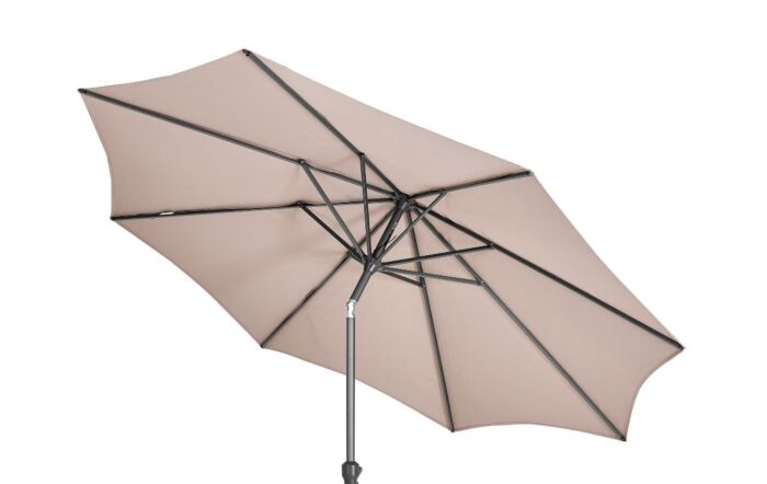Platinum Riva 3mt Taupe Parasol & 40kg Ceramica Sandstone Wheeled Base-18-119-TA-18-300-SA