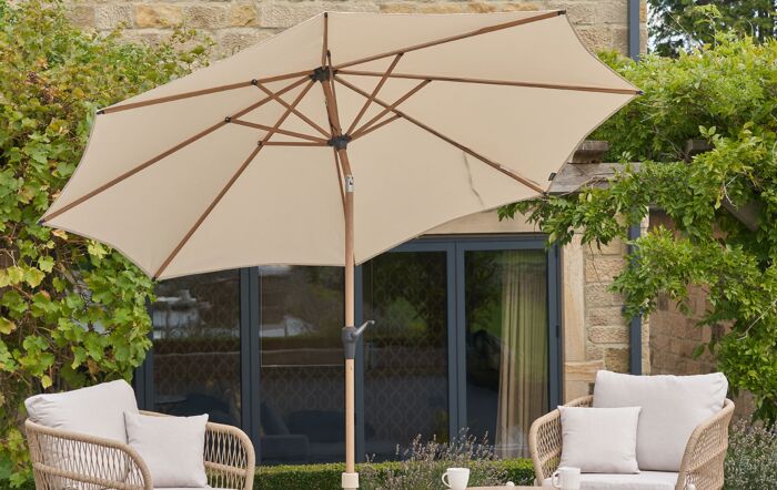 Platinum Riva Teak Round 3m Champagne Parasol-18-192-CH