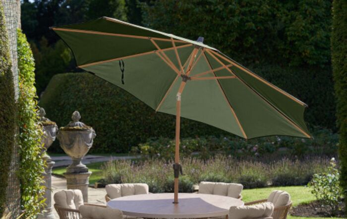 Platinum Riva 3mt Teak Olive parasol With 40kg Wheeled Base-18-192-OL-18-123