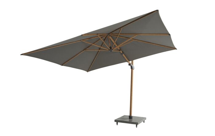 4 Seasons Outdoor Siesta Premium 3m Wood Effect Grey Parasol with 125kg Wheeled Base 
