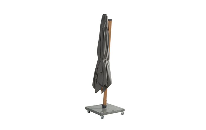 4 Seasons Outdoor Siesta Premium 3m Wood Effect Grey Parasol with 125kg Wheeled Base -08670-1