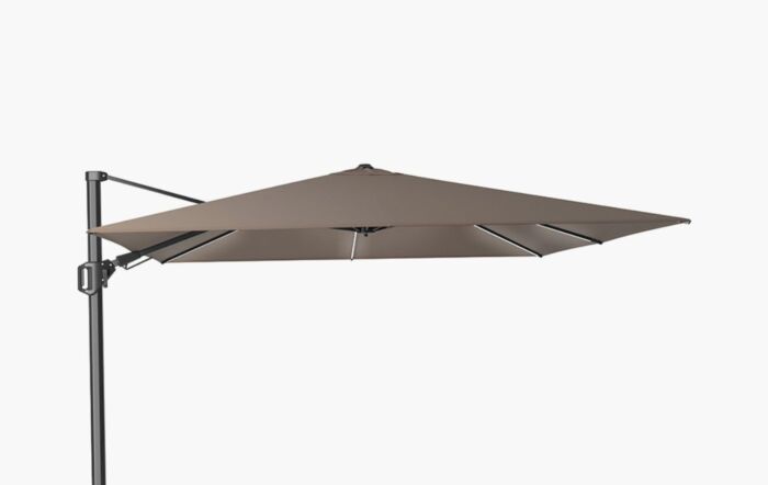 Platinum Glow Challenger Square T2 3m Havana Taupe Premium Free Arm Parasol-18-190-HV