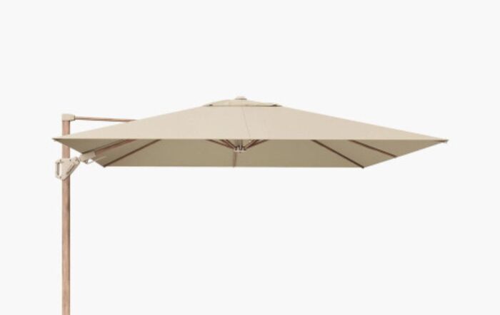 Platinum Challenger Teak Champagne T2 3m Square Free Arm Parasol & 90kg Wheeled Base-18-191-CH & 18-125