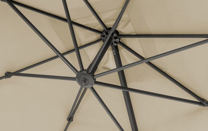 Platinum Voyager T2 Square 2.7m Champagne Free Arm Parasol & 90kg Wheeled Granite Base-18-301-CH &18-125 1