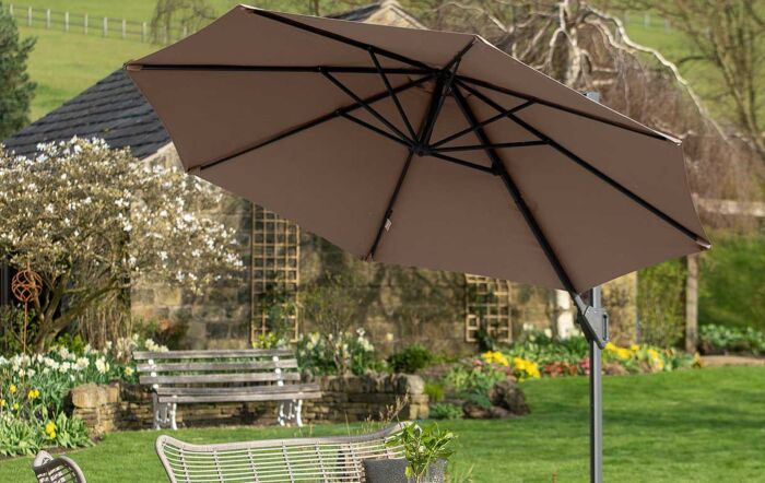 Platinum Voyager T1 3m Round Taupe Parasol & 90kg Granite Base